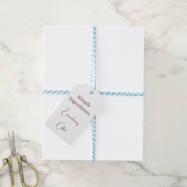 Étiquette Cadeau QR Menu Café Ingrédients Simples (Avec de laficelle)
