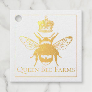Étiquette-cadeau Queen Bee Gold Foil Apiary Business Holiday