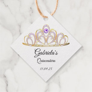 Étiquette-cadeau Quinceañera Amethyst Merci