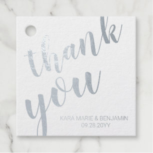 Étiquette-cadeau Real Silver Foil M. et Mme Merci Mariage