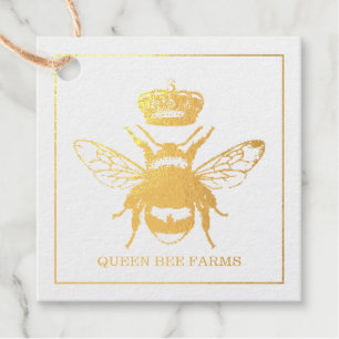 Étiquette-cadeau Reine Abeille Or Rucher Apiculteur Entreprise Vaca