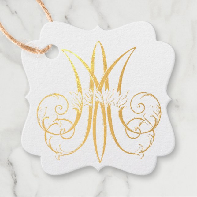 Étiquette-cadeau Religieux Traditionnel Catholique Monogramme Maire (Devant)