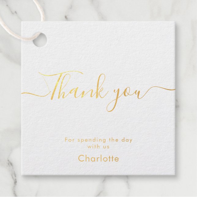 Étiquette-cadeau Remerciement de mariage en script moderne (Devant)