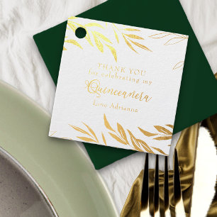 Étiquette-cadeau Remerciements pour Quinceanera en Feuille d'Or