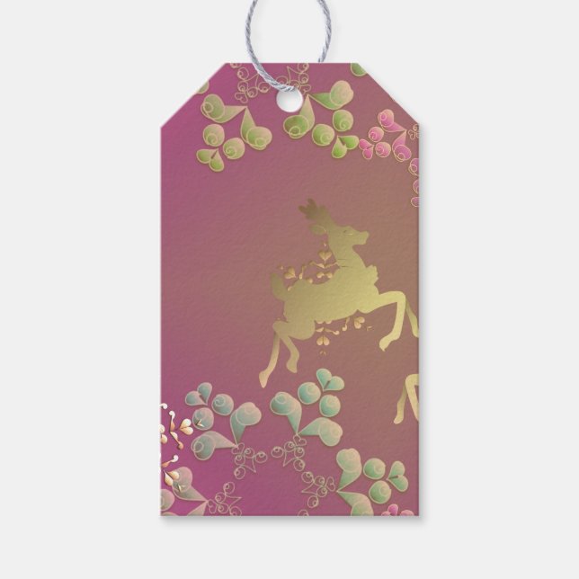 Étiquette cadeau rennes et flocons de neige (Devant)