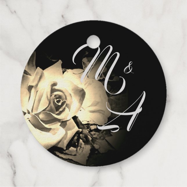 Étiquette-cadeau Roses Élégantes Monogrammées (Dos)
