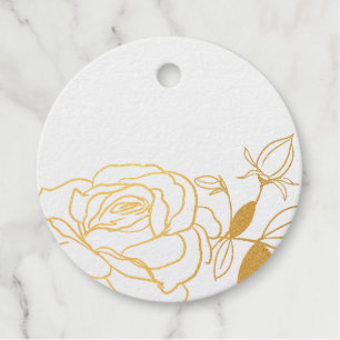 Étiquette-cadeau roses vintage élégant écriture merci feuille métal