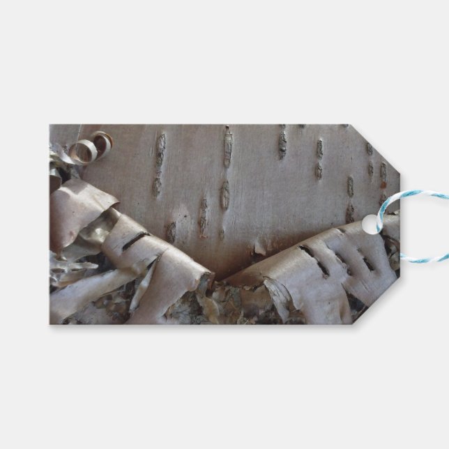 Étiquette Cadeau Rustique en Écorce de Bouleau Ond (Devant (Horizontal))