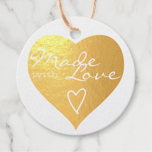 Étiquette-cadeau Rustique fait avec Love Coeur Symbole Kraft Papier (Devant)