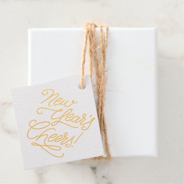 Étiquette-cadeau Salutations du Nouvel An Champagne (Avec boite)