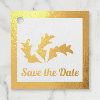 Étiquette-cadeau Sauvegarder la Date Feuilles Abstraites
