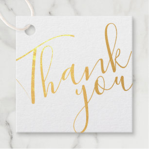 Étiquette-cadeau Script moderne Merci d'affaires or