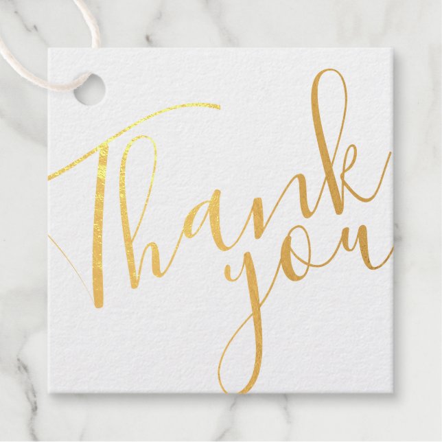 Étiquette-cadeau Script moderne Merci d'affaires or (Devant)