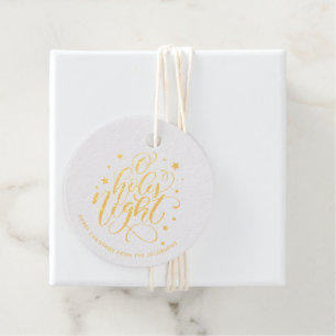 Étiquette-cadeau Script moderne O Saint Nuit Noël