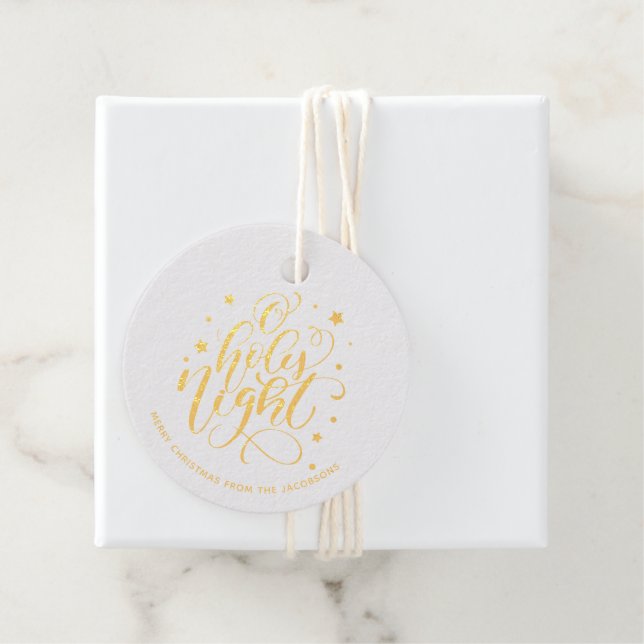 Étiquette-cadeau Script moderne O Saint Nuit Noël (Avec boite)