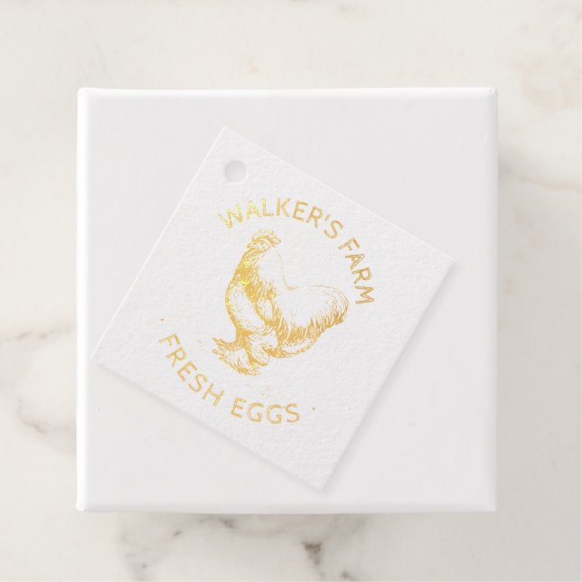 Étiquette-cadeau Script rustique Happy Hen Egg Timg (Avec boite)