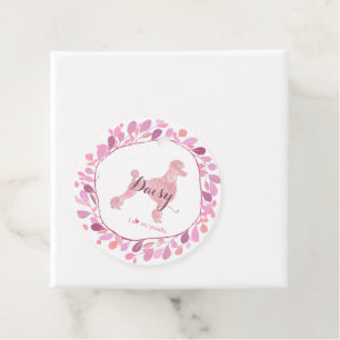 Étiquette Cadeau Silhouette de Caniche Rose Pâle P