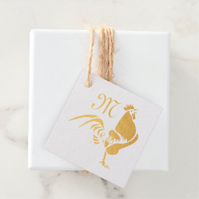 Étiquette-cadeau Silhouette de croisière à coq noir (Avec boite)