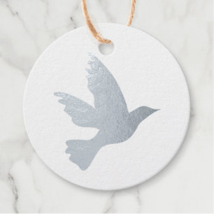 Étiquette-cadeau Silhouette d'oiseau volant à colombe simple