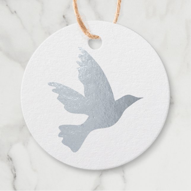 Étiquette-cadeau Silhouette d'oiseau volant à colombe simple (Devant)