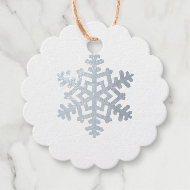 Étiquette-cadeau Silver Foil Noël Snowflake (Devant)