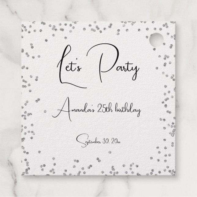 Étiquette-cadeau Silver Sparkles entièrement personnalisable Faison (Dos)