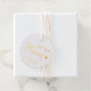 Étiquette-cadeau Simple Heart Gold Mariage Moderne Fête de Remise d