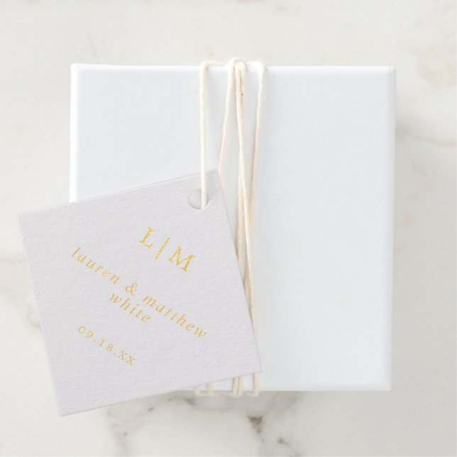 Étiquette-cadeau Simple Monogram Mariage Élégant (Avec boite)