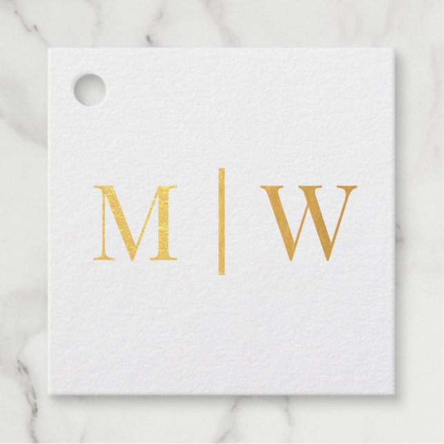 Étiquette-cadeau Simple Monogramme Initiale de Mariée Marié Mariage (Devant)