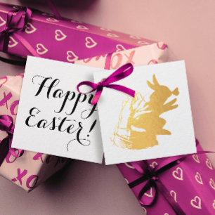 Étiquette-cadeau Simple Vintage Joyeux lapin de Pâques Script Papil