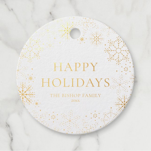 Étiquette-cadeau Snowflakes Whimsical Wreath Holiday (Devant)