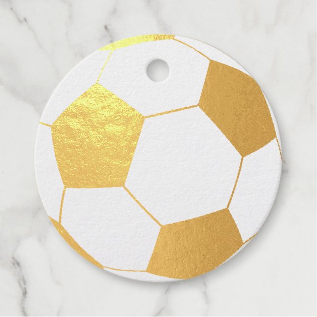 Étiquette-cadeau soccer ball thank you gold (Devant)