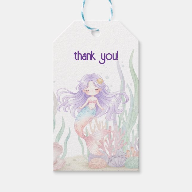 Étiquette cadeau sous la mer sirène (Devant)