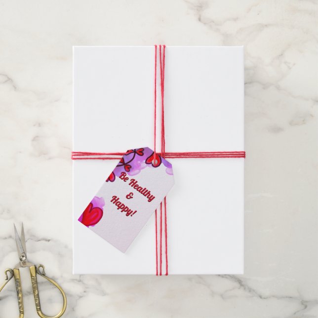 Étiquette cadeau Soyez en santé et heureux (Avec de la ficelle)