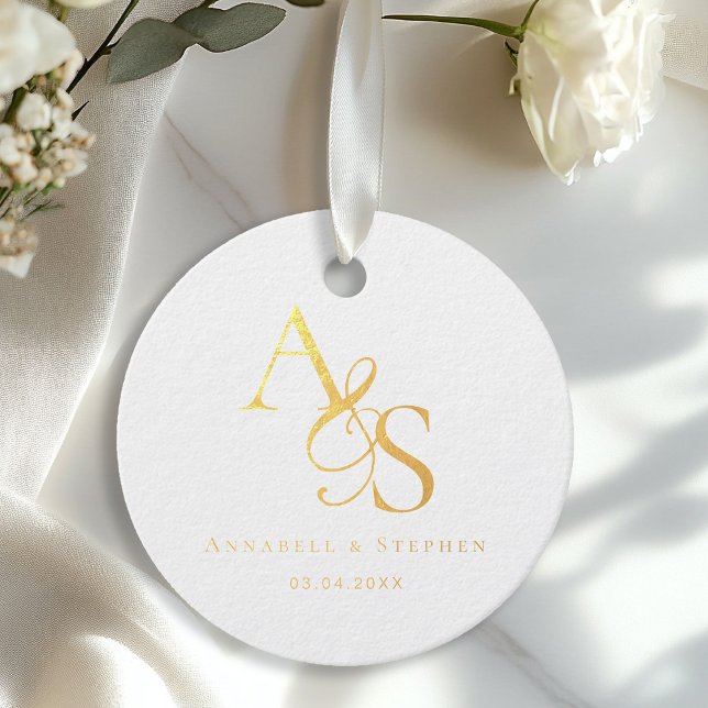 Étiquette-cadeau Spécifique Au Client, Élégant, Classique, Monogram (Customer Specific, Elegant, Classic, Monogram Foil Favor Tags)