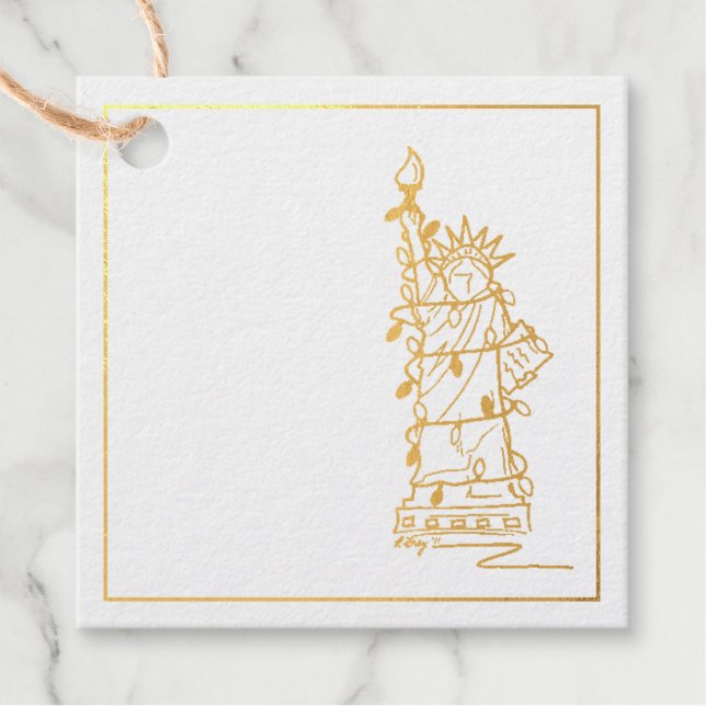Étiquette-cadeau Statue de la Liberté Noël Hanoukka Holiday (Devant)
