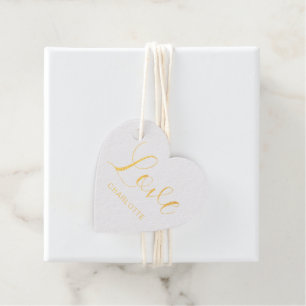 Étiquette-cadeau Symbole d'amour de script personnalisé en forme de