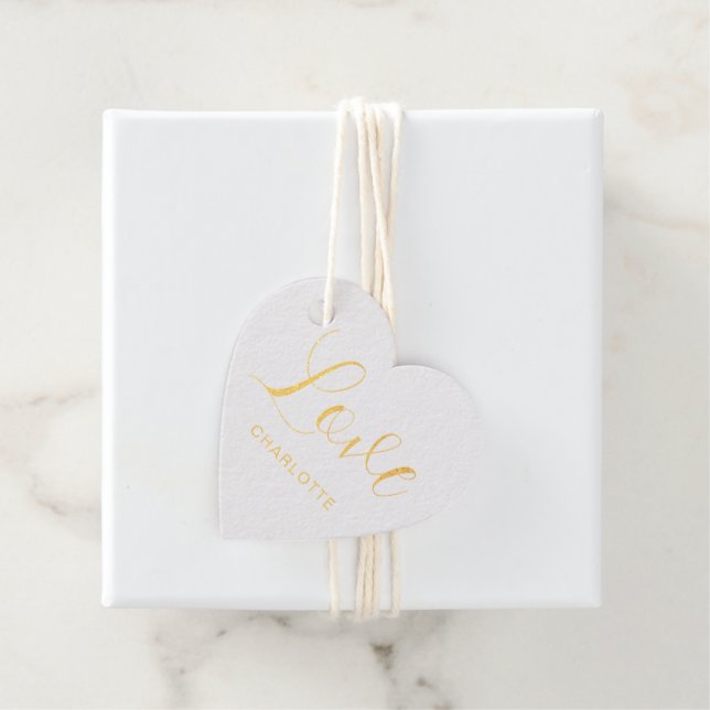 Étiquette-cadeau Symbole d'amour de script personnalisé en forme de (Avec boite)