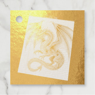 Étiquette-cadeau Tasse avec dessin de dragon
