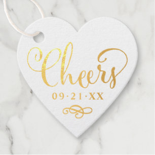 Étiquette-cadeau Tchin Écriture Moderne Cœur Mariage