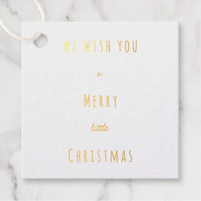 Étiquette-cadeau Texte personnalisé Gold Red Joyeux petit Noël (Devant)