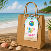 Étiquette Cadeau Thème de Plage Coloré (Balle de P