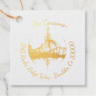 Étiquette-cadeau Timbre d'adresse de forêt pittoresque