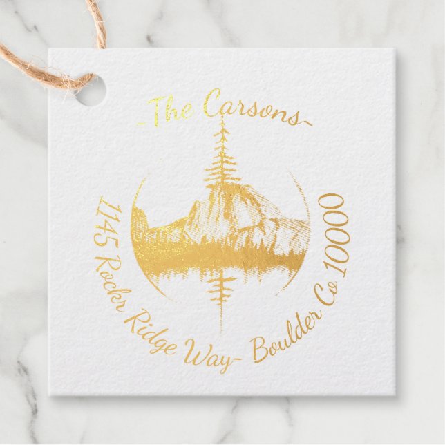 Étiquette-cadeau Timbre d'adresse de forêt pittoresque (Devant)