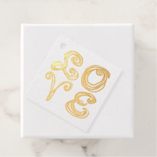Étiquette-cadeau Tissu avec lettrage artistique du mot AMOUR en rou
