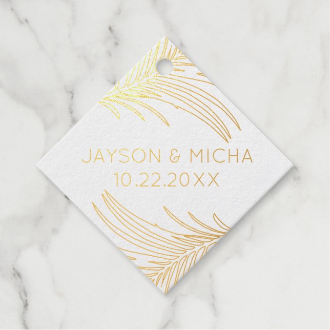Étiquette-cadeau Tropical Palm Leaf Outline REAL FOIL (Devant)