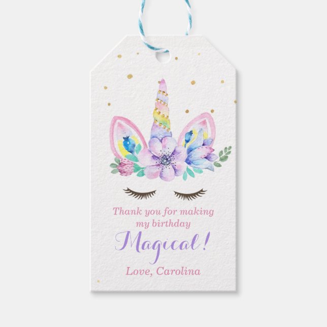 Étiquette cadeau Unicorn Aquarelle (Devant)