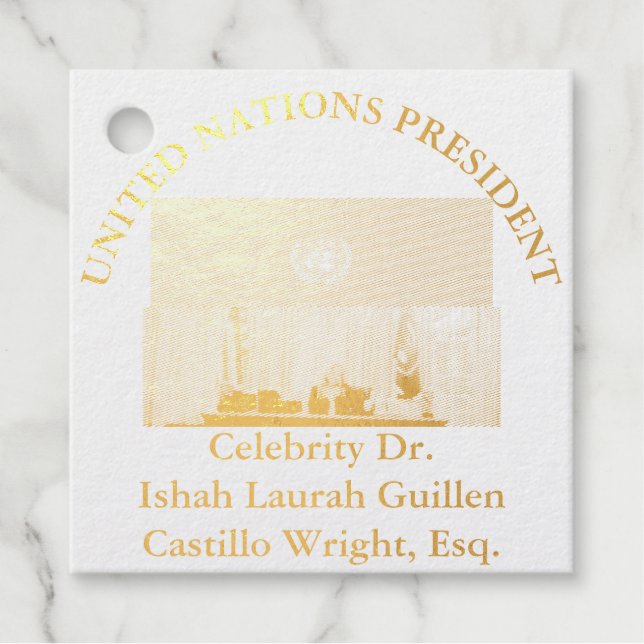 ÉTIQUETTE-CADEAU #UNITEDNATIONSPRESIDENT DR. #LAURAHCASTILLOS ESQ. (Devant)