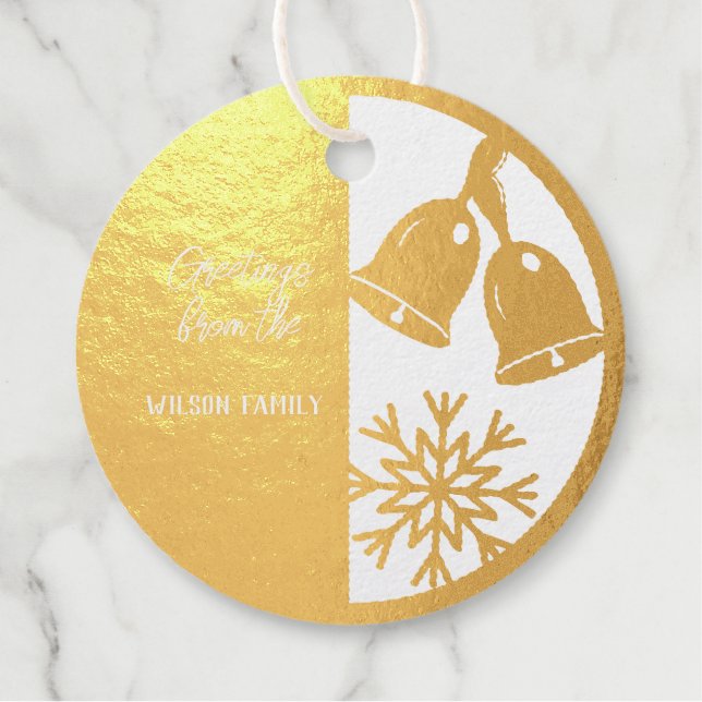 Étiquette-cadeau Véritable cloches de Noël Gold (Devant)