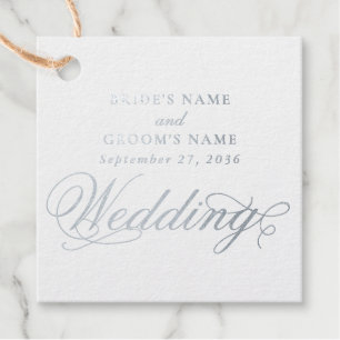 Étiquette-cadeau Véritable Luxe Élégant Mariage Blanc Feuille d'Arg